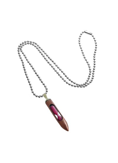 Bullet Glass Pink Sand Timer Pendant By Menjewell